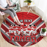 Custom Tonga Rugby Round Carpet Tonga Sipi Tau Ngatu Tribal Pattern