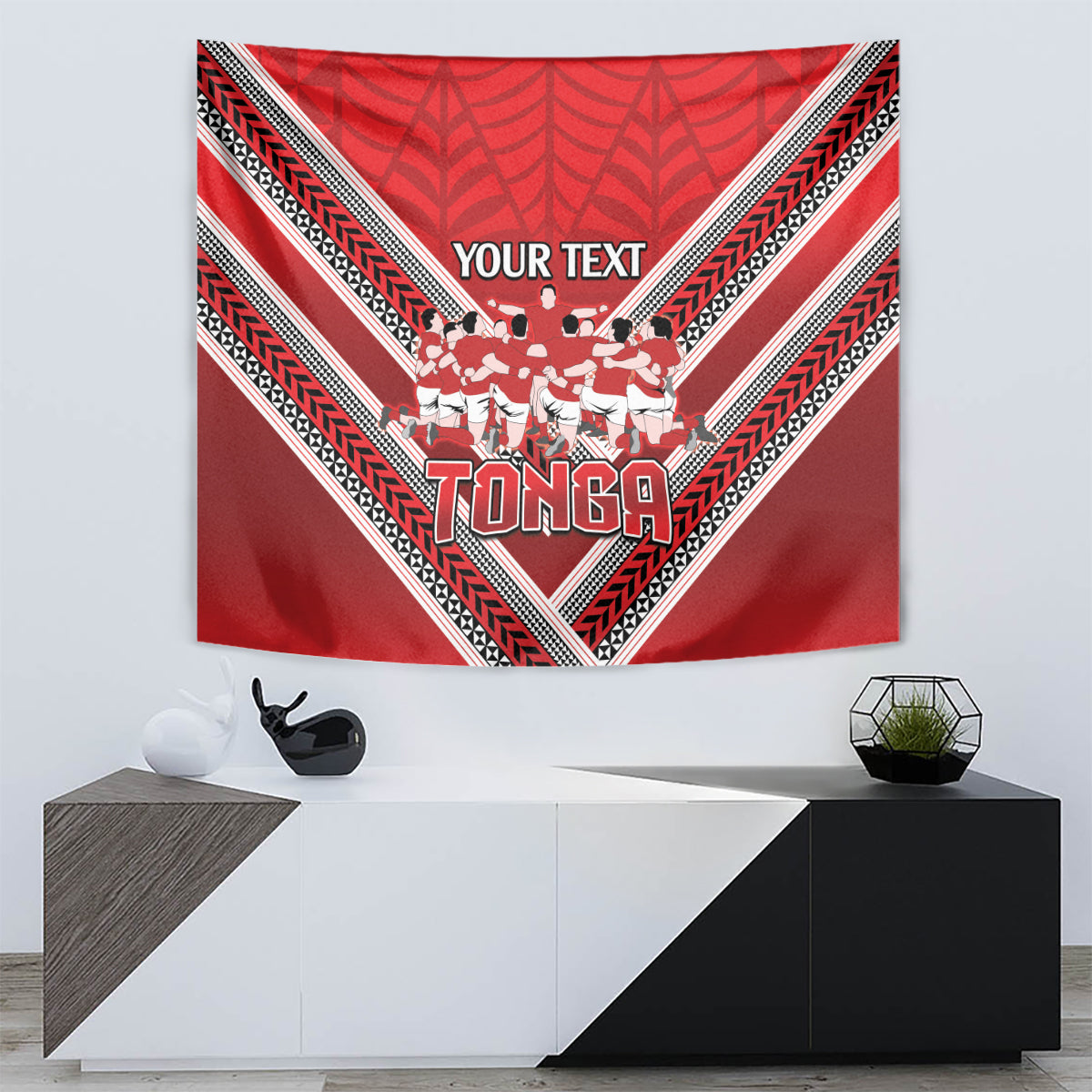 Custom Tonga Rugby Tapestry Tonga Sipi Tau Ngatu Tribal Pattern