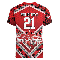 Custom Tonga Rugby Women V Neck T Shirt Tonga Sipi Tau Ngatu Tribal Pattern