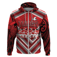 Custom Tonga Rugby Zip Hoodie Tonga Sipi Tau Ngatu Tribal Pattern