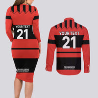 New Zealand Rugby Pacific Custom Couples Matching Long Sleeve Bodycon Dress and Long Sleeve Button Shirt Whatumoana Classic Retro 2025 LT9 - Polynesian Pride