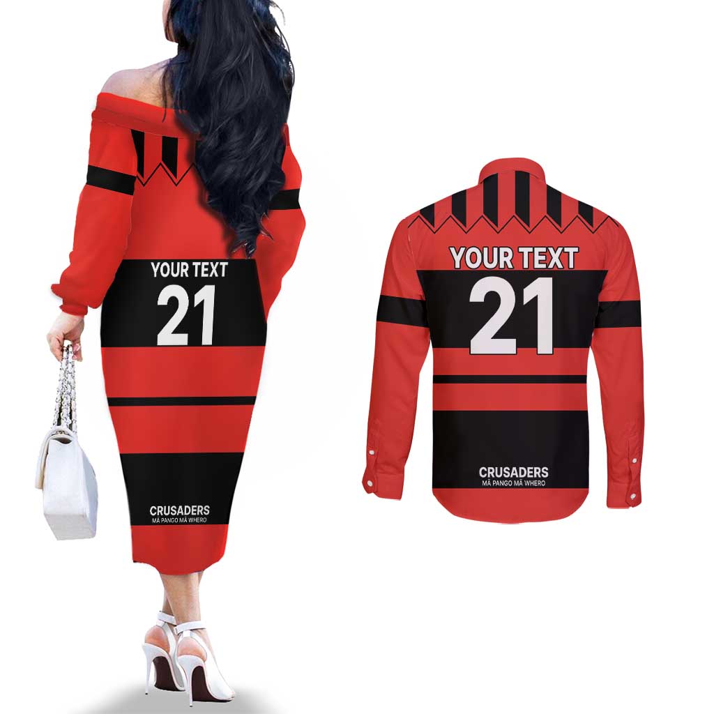 New Zealand Rugby Pacific Custom Couples Matching Off The Shoulder Long Sleeve Dress and Long Sleeve Button Shirt Whatumoana Classic Retro 2025 LT9 - Polynesian Pride