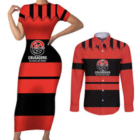 New Zealand Rugby Pacific Custom Couples Matching Short Sleeve Bodycon Dress and Long Sleeve Button Shirt Whatumoana Classic Retro 2025 LT9 Red - Polynesian Pride