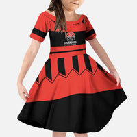 New Zealand Rugby Pacific Custom Family Matching Long Sleeve Bodycon Dress and Hawaiian Shirt Whatumoana Classic Retro 2025 LT9 Daughter's Dress Red - Polynesian Pride