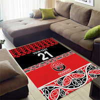 New Zealand Rugby Pacific Custom Area Rug Whatumoana Maori Kowhaiwhai Pattern