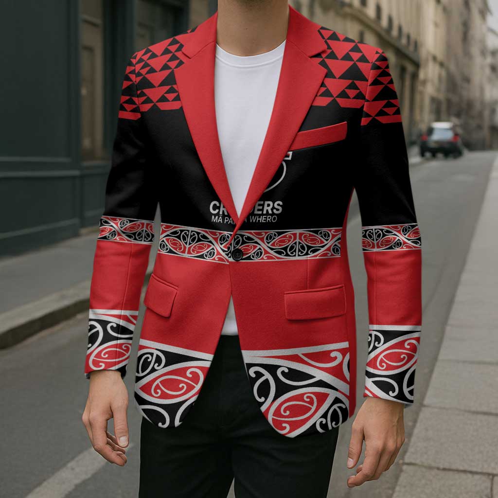 New Zealand Rugby Pacific Custom Blazer Whatumoana Maori Kowhaiwhai Pattern - Polynesian Pride