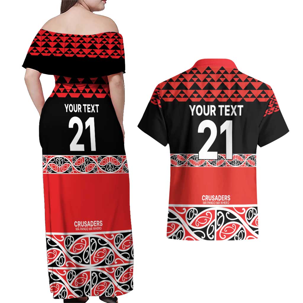 New Zealand Rugby Pacific Custom Couples Matching Off Shoulder Maxi Dress and Hawaiian Shirt Whatumoana Maori Kowhaiwhai Pattern LT9 - Polynesian Pride