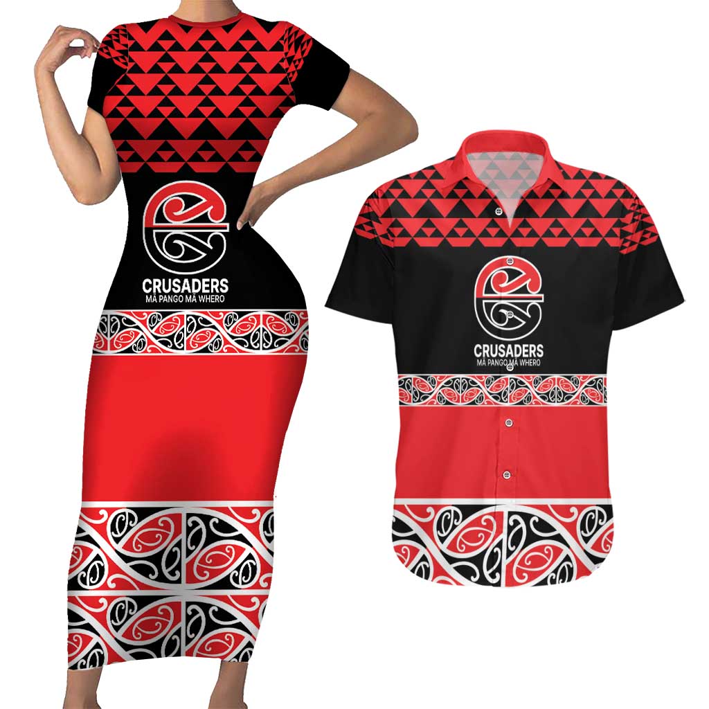 New Zealand Rugby Pacific Custom Couples Matching Short Sleeve Bodycon Dress and Hawaiian Shirt Whatumoana Maori Kowhaiwhai Pattern LT9 Blue - Polynesian Pride
