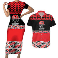 New Zealand Rugby Pacific Custom Couples Matching Short Sleeve Bodycon Dress and Hawaiian Shirt Whatumoana Maori Kowhaiwhai Pattern LT9 Blue - Polynesian Pride