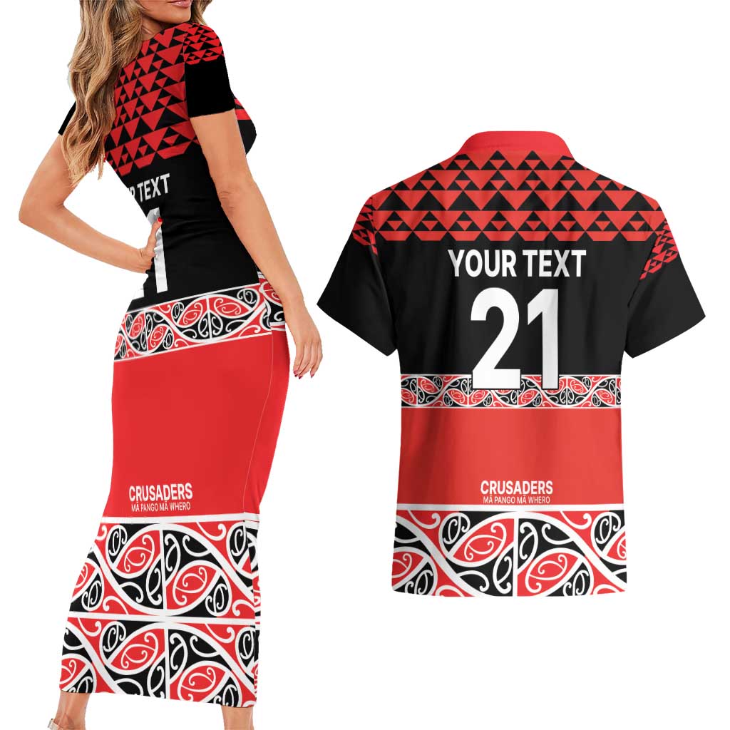 New Zealand Rugby Pacific Custom Couples Matching Short Sleeve Bodycon Dress and Hawaiian Shirt Whatumoana Maori Kowhaiwhai Pattern LT9 - Polynesian Pride