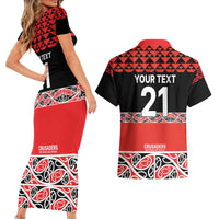 New Zealand Rugby Pacific Custom Couples Matching Short Sleeve Bodycon Dress and Hawaiian Shirt Whatumoana Maori Kowhaiwhai Pattern LT9 - Polynesian Pride