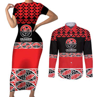 New Zealand Rugby Pacific Custom Couples Matching Short Sleeve Bodycon Dress and Long Sleeve Button Shirt Whatumoana Maori Kowhaiwhai Pattern LT9 Blue - Polynesian Pride