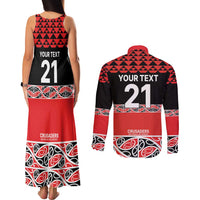 New Zealand Rugby Pacific Custom Couples Matching Tank Maxi Dress and Long Sleeve Button Shirt Whatumoana Maori Kowhaiwhai Pattern LT9 - Polynesian Pride