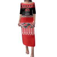 New Zealand Rugby Pacific Custom Family Matching Puletasi and Hawaiian Shirt Whatumoana Maori Kowhaiwhai Pattern LT9 Mom's Dress Blue - Polynesian Pride