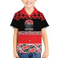 New Zealand Rugby Pacific Custom Family Matching Puletasi and Hawaiian Shirt Whatumoana Maori Kowhaiwhai Pattern LT9 Son's Shirt Blue - Polynesian Pride