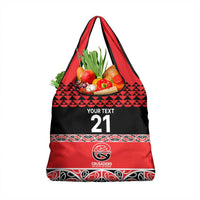 New Zealand Rugby Pacific Custom Grocery Bag Whatumoana Maori Kowhaiwhai Pattern