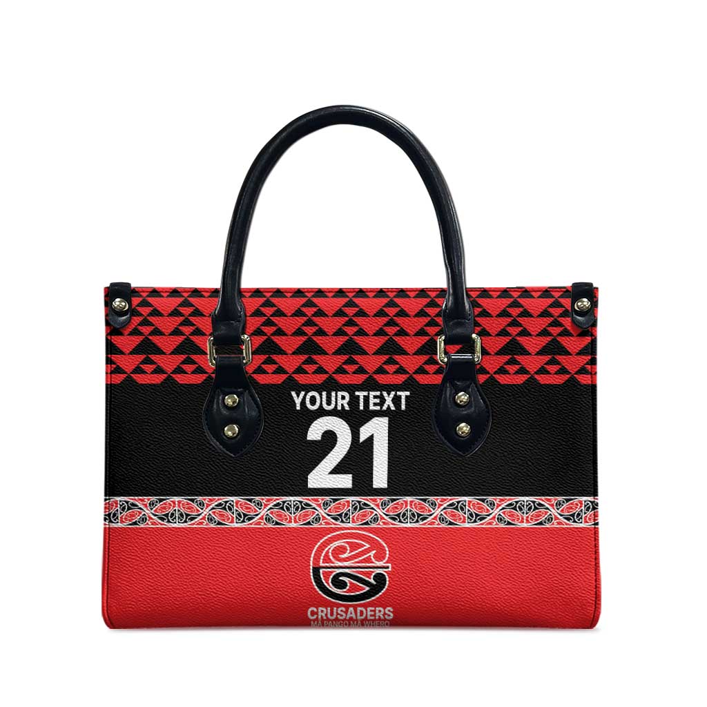 New Zealand Rugby Pacific Custom Leather Bag Whatumoana Maori Kowhaiwhai Pattern - Polynesian Pride