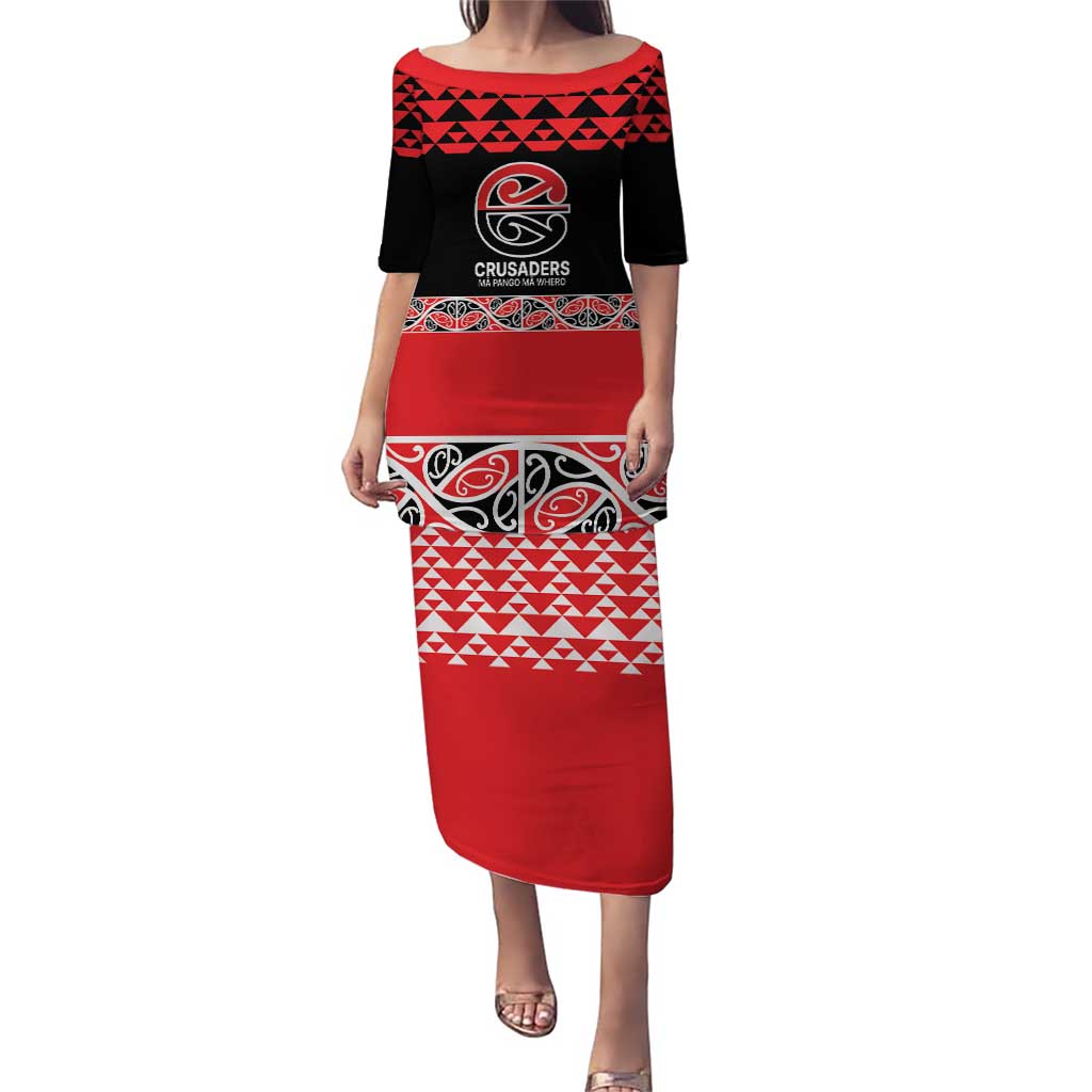 New Zealand Rugby Pacific Custom Puletasi Whatumoana Maori Kowhaiwhai Pattern LT9 Long Dress Blue - Polynesian Pride