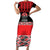 New Zealand Rugby Pacific Custom Short Sleeve Bodycon Dress Whatumoana Maori Kowhaiwhai Pattern