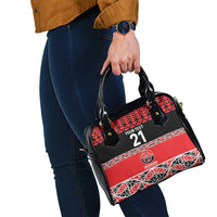 New Zealand Rugby Pacific Custom Shoulder Handbag Whatumoana Maori Kowhaiwhai Pattern