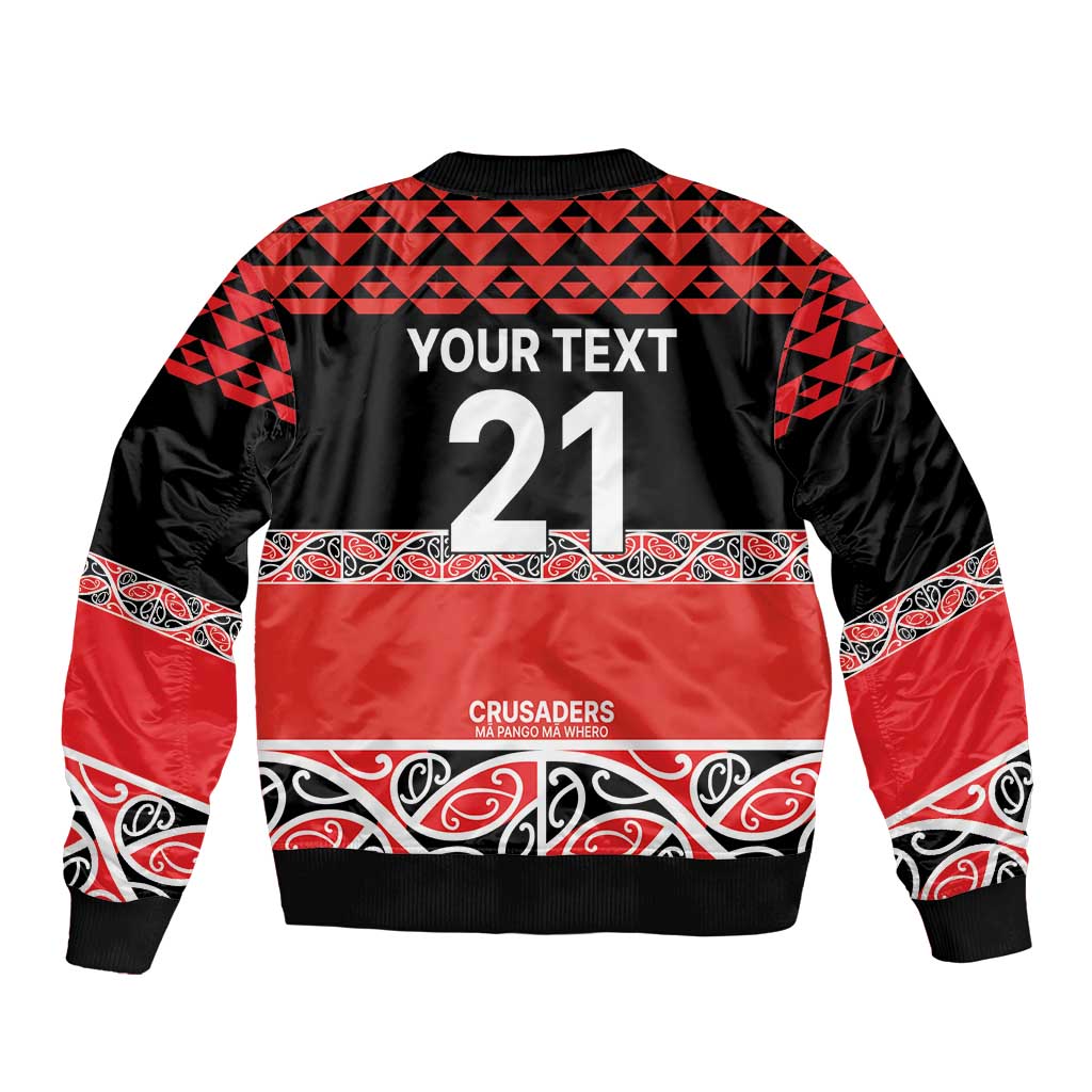New Zealand Rugby Pacific Custom Sleeve Zip Bomber Jacket Whatumoana Maori Kowhaiwhai Pattern LT9 - Polynesian Pride