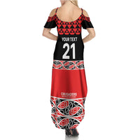 New Zealand Rugby Pacific Custom Summer Maxi Dress Whatumoana Maori Kowhaiwhai Pattern