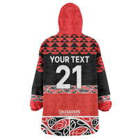New Zealand Rugby Pacific Custom Wearable Blanket Hoodie Whatumoana Maori Kowhaiwhai Pattern