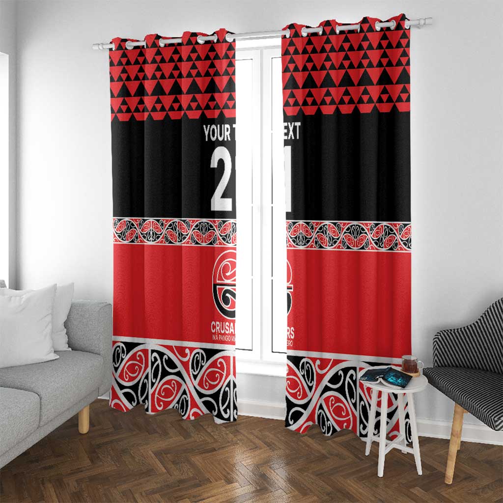 New Zealand Rugby Pacific Custom Window Curtain Whatumoana Maori Kowhaiwhai Pattern