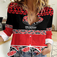 New Zealand Rugby Pacific Custom Women Casual Shirt Whatumoana Maori Kowhaiwhai Pattern