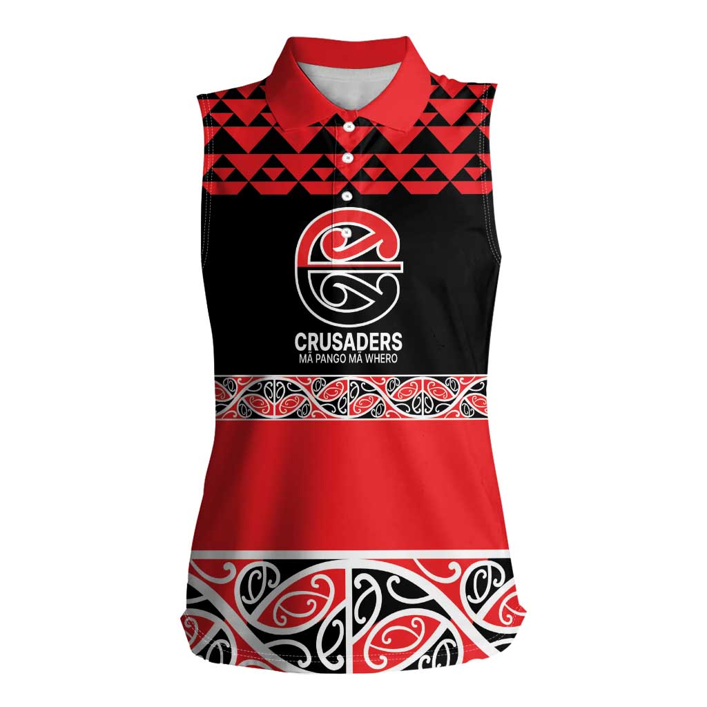 New Zealand Rugby Pacific Custom Women Sleeveless Polo Shirt Whatumoana Maori Kowhaiwhai Pattern