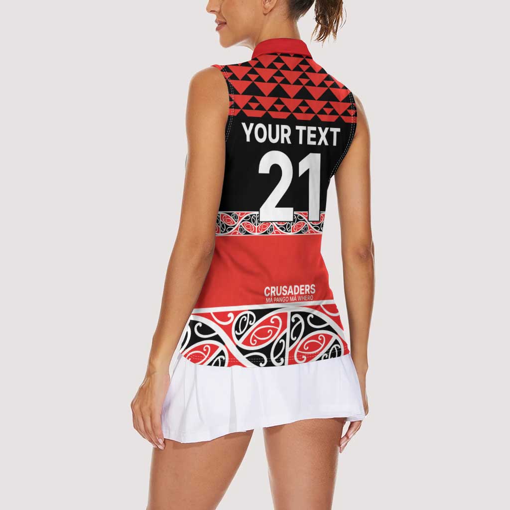 New Zealand Rugby Pacific Custom Women Sleeveless Polo Shirt Whatumoana Maori Kowhaiwhai Pattern