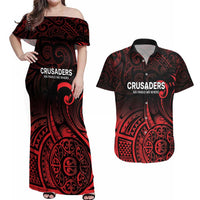 New Zealand Rugby Pacific Custom Couples Matching Off Shoulder Maxi Dress and Hawaiian Shirt Whatumoana Maori Tribal Tattoo LT9 Gold - Polynesian Pride