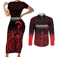 New Zealand Rugby Pacific Custom Couples Matching Short Sleeve Bodycon Dress and Long Sleeve Button Shirt Whatumoana Maori Tribal Tattoo LT9 Gold - Polynesian Pride