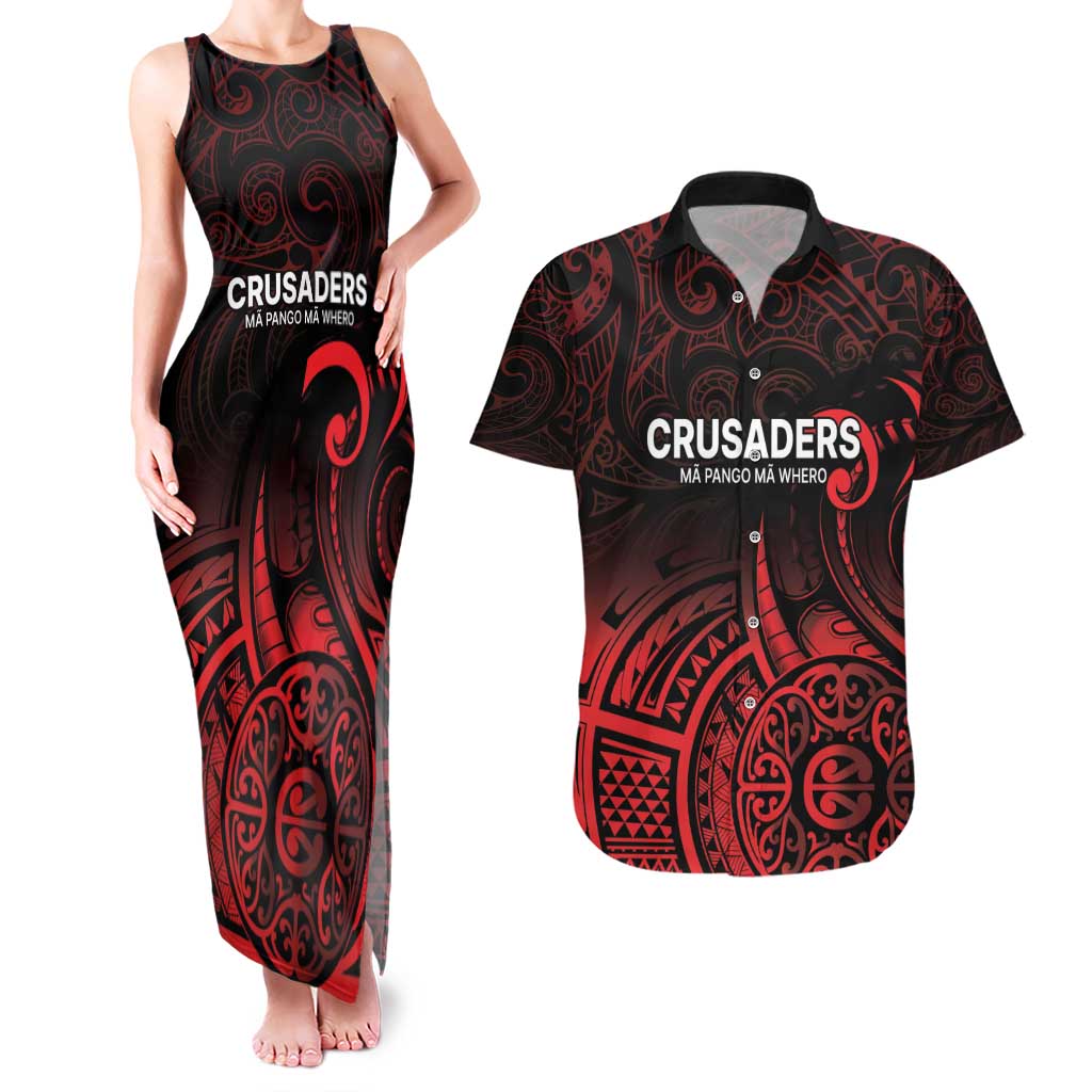 New Zealand Rugby Pacific Custom Couples Matching Tank Maxi Dress and Hawaiian Shirt Whatumoana Maori Tribal Tattoo LT9 Gold - Polynesian Pride