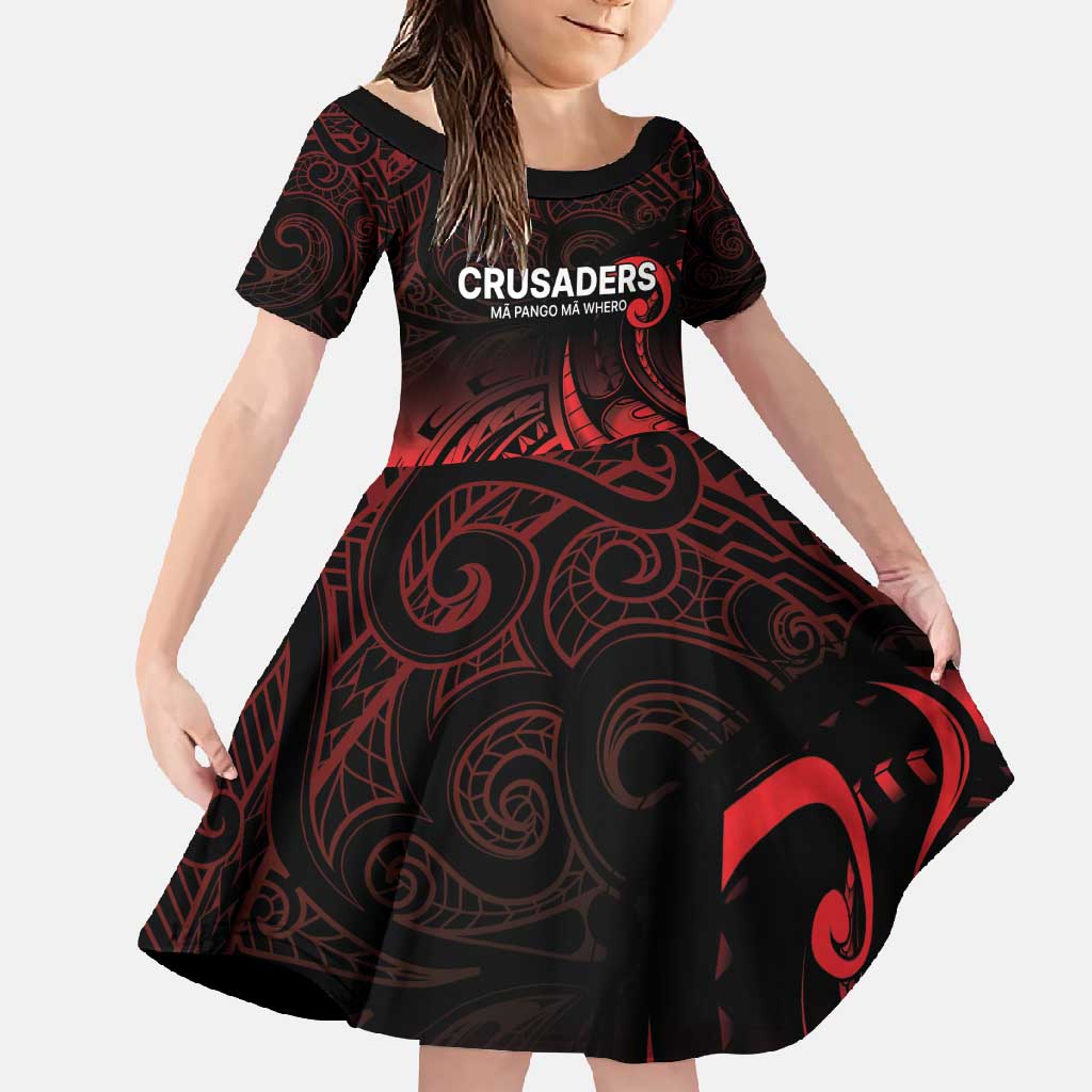 New Zealand Rugby Pacific Custom Family Matching Mermaid Dress and Hawaiian Shirt Whatumoana Maori Tribal Tattoo LT9 Daughter's Dress Gold - Polynesian Pride