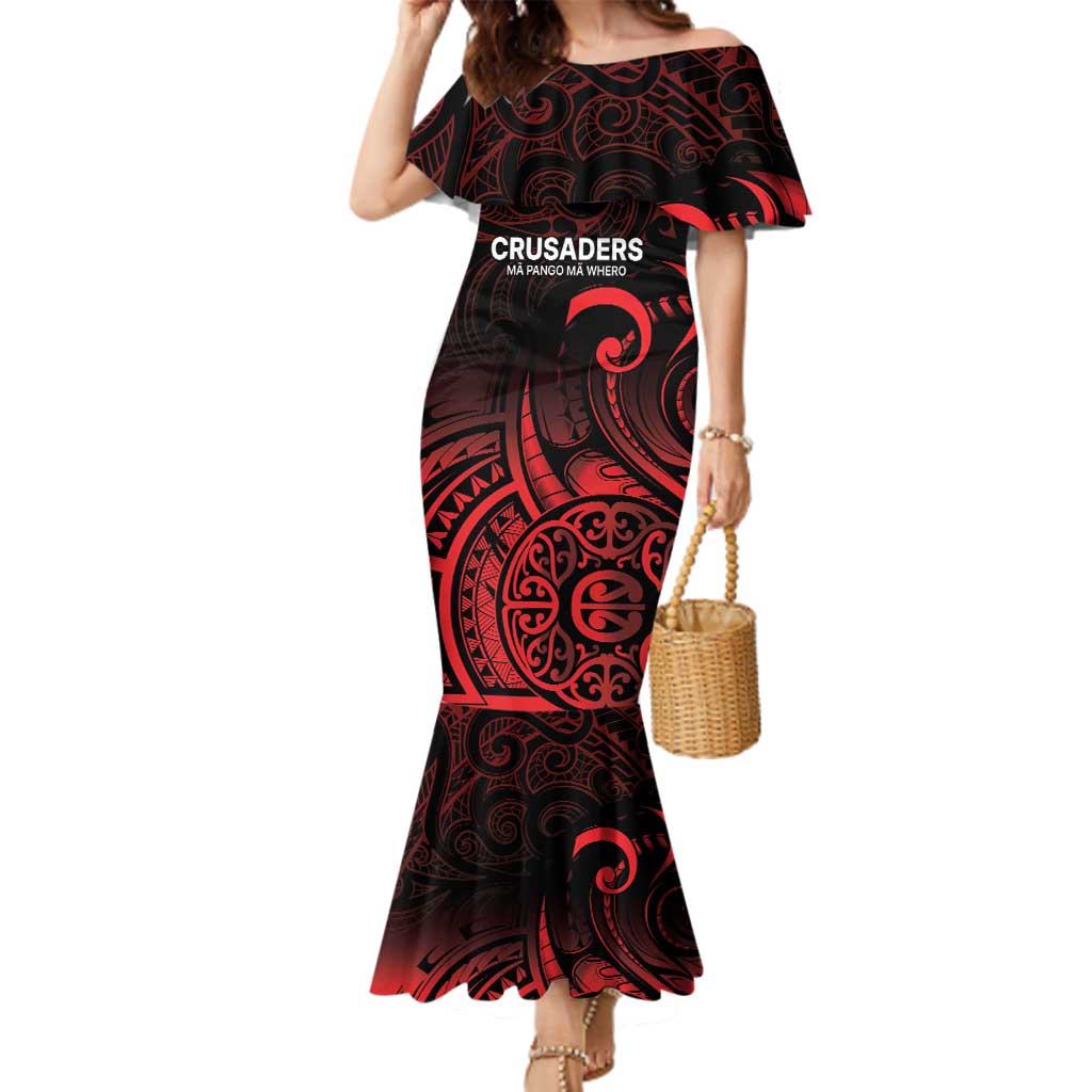 New Zealand Rugby Pacific Custom Family Matching Mermaid Dress and Hawaiian Shirt Whatumoana Maori Tribal Tattoo LT9 Mom's Dress Gold - Polynesian Pride