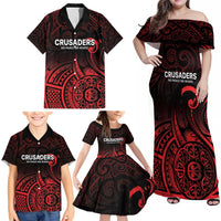New Zealand Rugby Pacific Custom Family Matching Off Shoulder Maxi Dress and Hawaiian Shirt Whatumoana Maori Tribal Tattoo