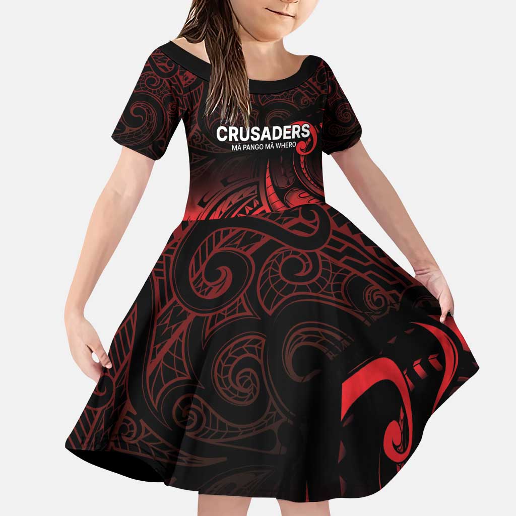 New Zealand Rugby Pacific Custom Family Matching Puletasi and Hawaiian Shirt Whatumoana Maori Tribal Tattoo LT9 Daughter's Dress Gold - Polynesian Pride