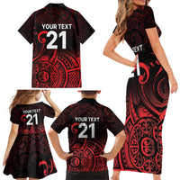 New Zealand Rugby Pacific Custom Family Matching Short Sleeve Bodycon Dress and Hawaiian Shirt Whatumoana Maori Tribal Tattoo LT9 - Polynesian Pride