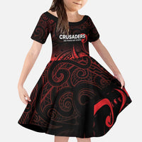New Zealand Rugby Pacific Custom Kid Short Sleeve Dress Whatumoana Maori Tribal Tattoo