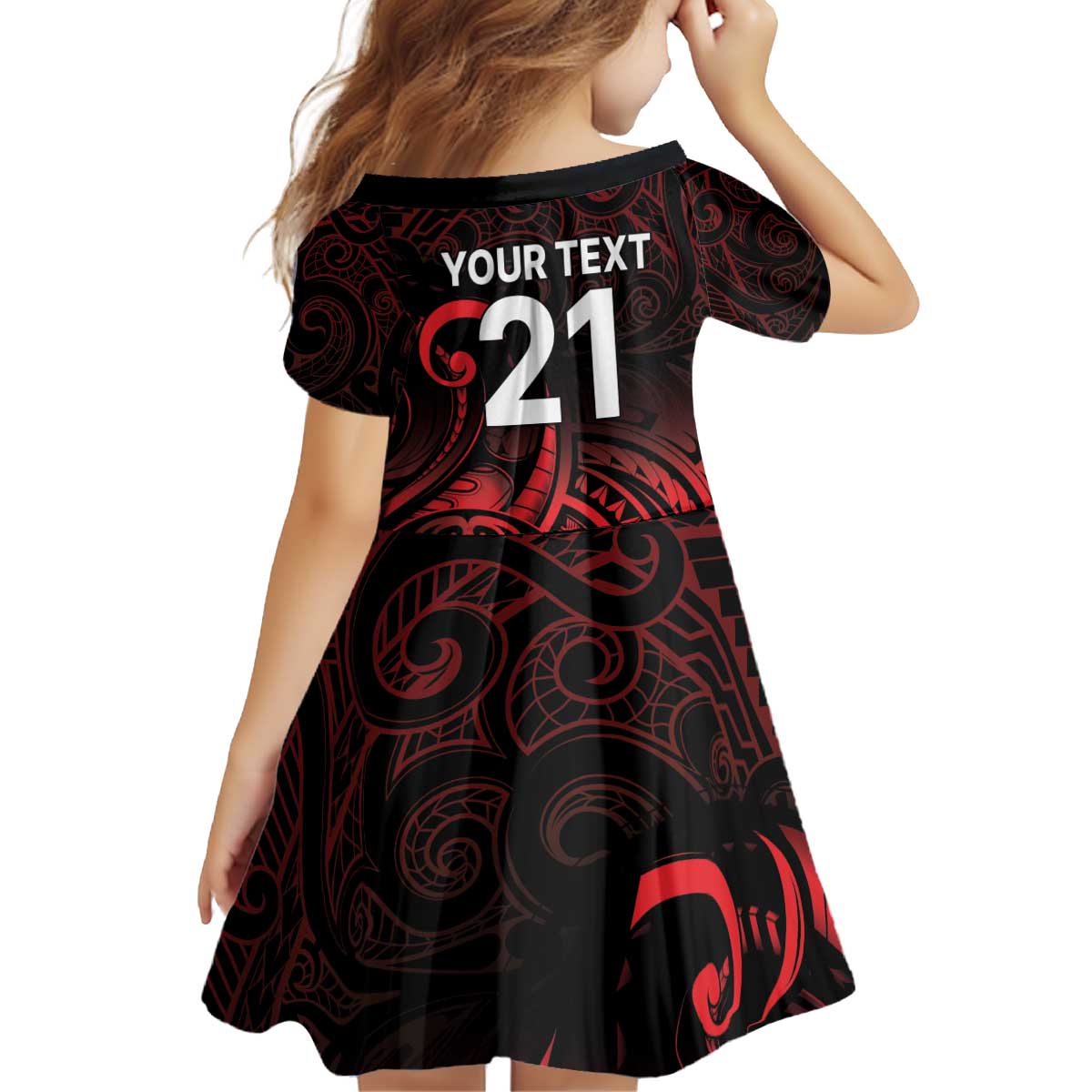 New Zealand Rugby Pacific Custom Kid Short Sleeve Dress Whatumoana Maori Tribal Tattoo
