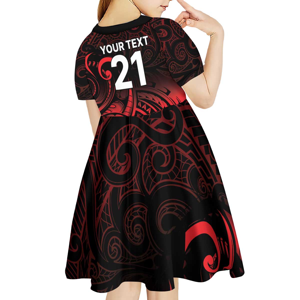 New Zealand Rugby Pacific Custom Kid Short Sleeve Dress Whatumoana Maori Tribal Tattoo