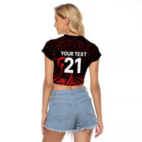 New Zealand Rugby Pacific Custom Raglan Cropped T Shirt Whatumoana Maori Tribal Tattoo LT9 - Polynesian Pride