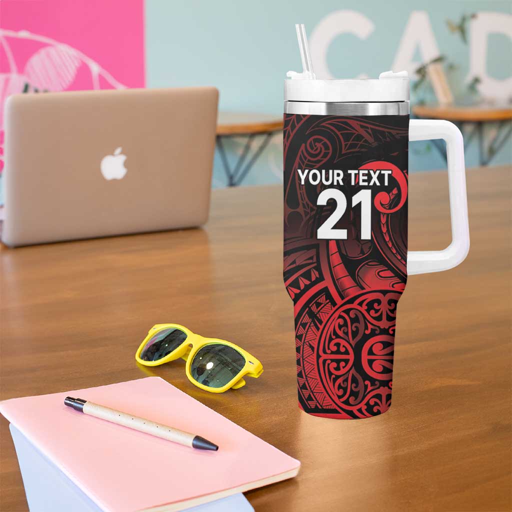 New Zealand Rugby Pacific Custom Tumbler With Handle Whatumoana Maori Tribal Tattoo