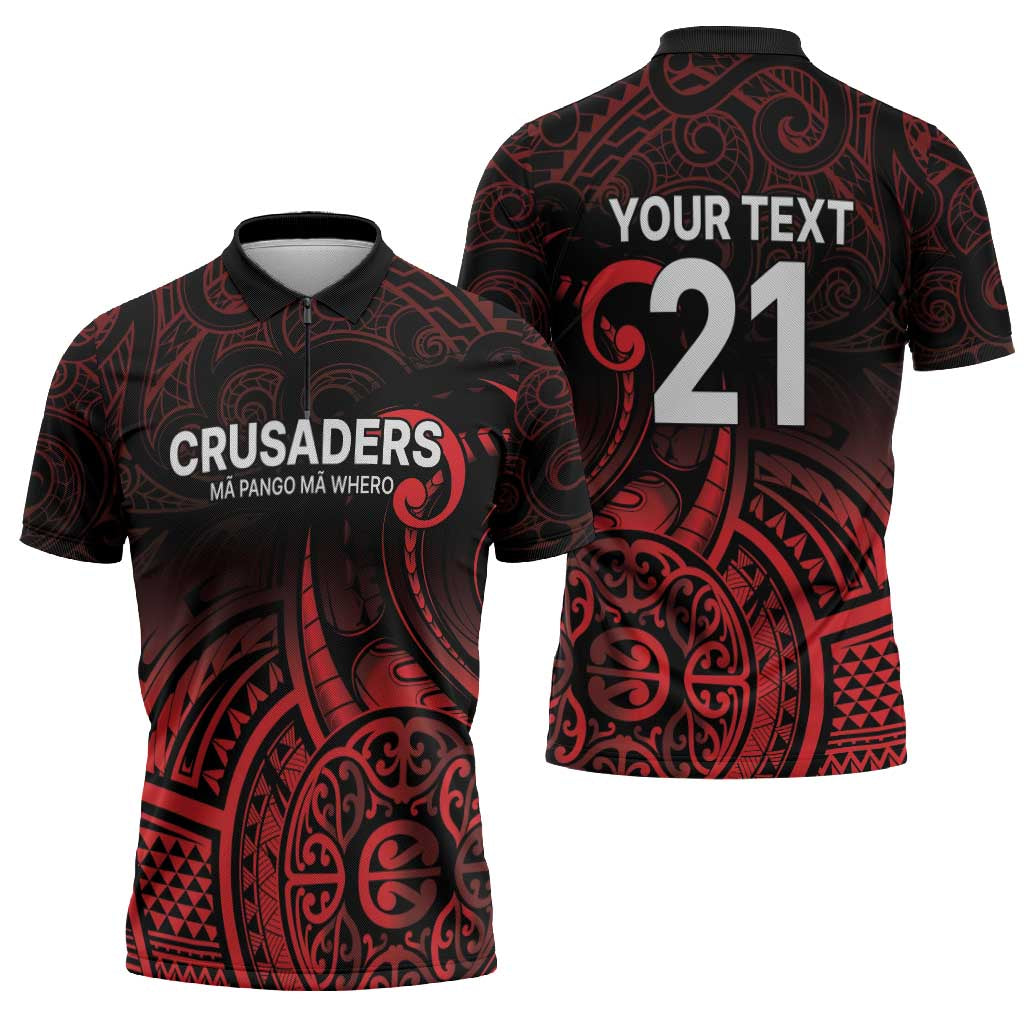 New Zealand Rugby Pacific Custom Zipper Polo Shirt Whatumoana Maori Tribal Tattoo - Polynesian Pride