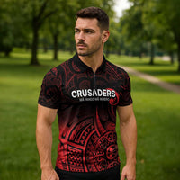 New Zealand Rugby Pacific Custom Zipper Polo Shirt Whatumoana Maori Tribal Tattoo - Polynesian Pride