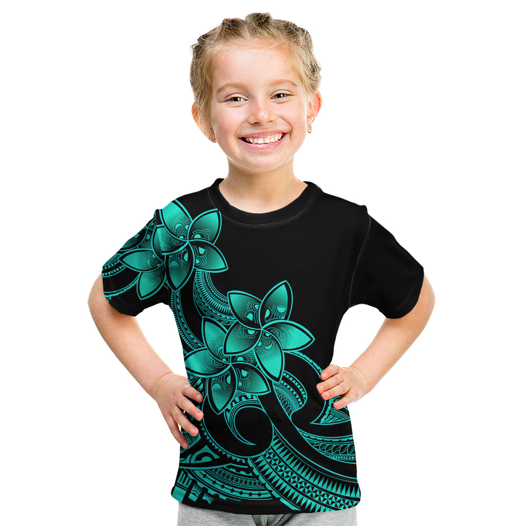 Polynesian Pride Plumeria Flowers Kid T Shirt Polynesian Tribal Aqua Vibe LT9 Aqua - Polynesian Pride