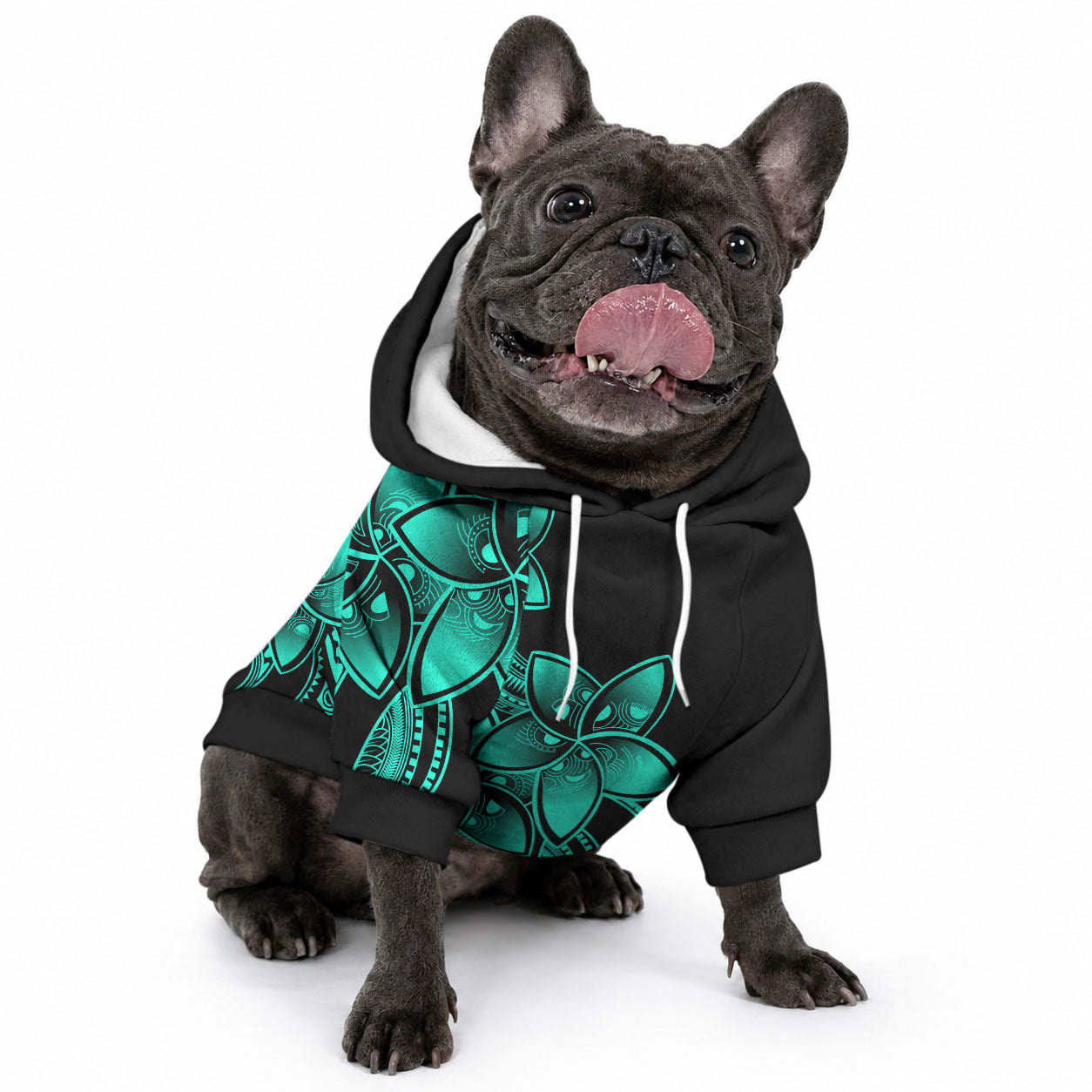 Polynesian Pride Plumeria Flowers Pet Hoodie Polynesian Tribal Aqua Vibe LT9 - Polynesian Pride