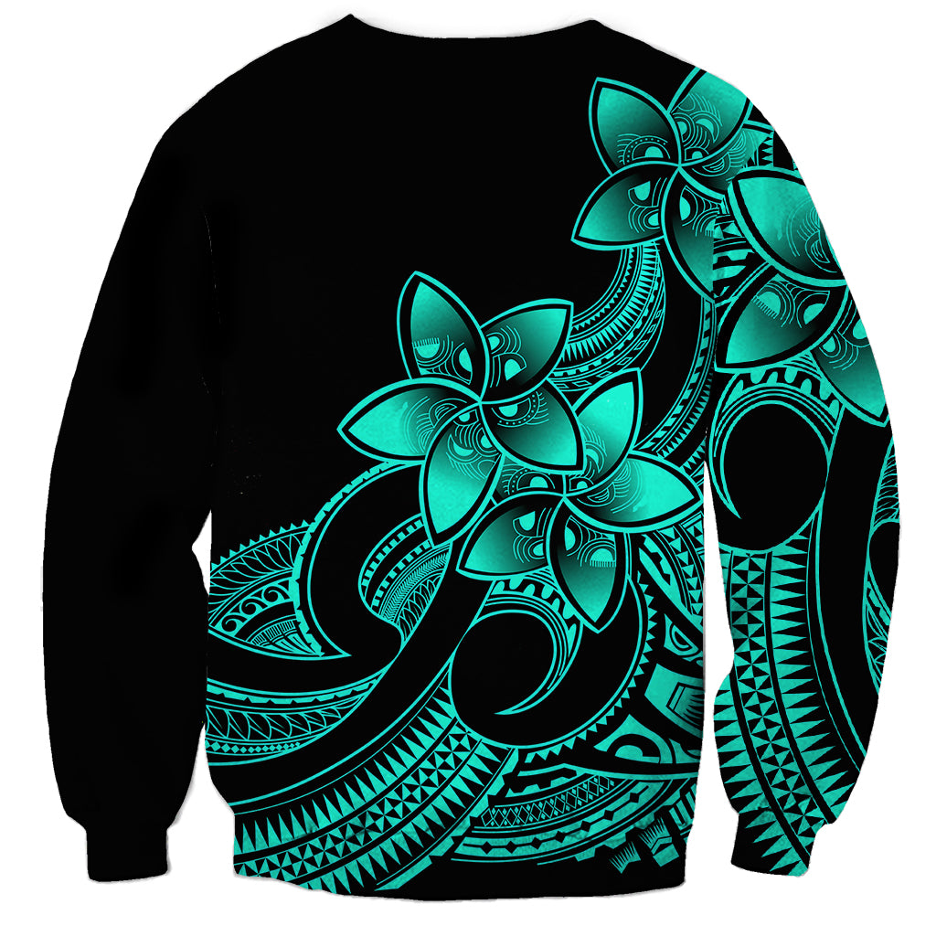 Polynesian Pride Plumeria Flowers Sweatshirt Polynesian Tribal Aqua Vibe LT9 - Polynesian Pride