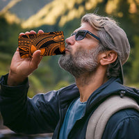 Polynesian Tribal Plumeria Flowers 4 in 1 Can Cooler Tumbler Gold Vibe